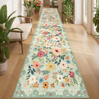 DUKINO 3x14 Washable Runner Rug, Non Slip Long Kitchen Runner Rug, Green by DUKINO