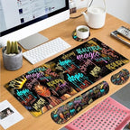Large Gaming Mouse Pad+ Keyboard Wrist Rest Set, Ergonomics Memory Foam Mouse Mat Wrist Rest Support, Waterproof Extended Mousepad 31.5x11.8in, African American Black Women Graffiti Girl Desk Pad - Image 7