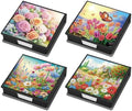 POETRYDRAW 4 Pcs Diamond Art Painting Kit Note Box, Diamond Art Notecard Box Sticky Note Holder for Adults Memo Pad Holder, Contains 160 Sheets of Paper (Flower) by POETRYDRAW