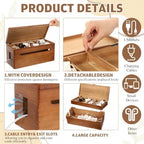 Novabright Double Layer Wooden Cable Management Box Large with Lid Power Strip Cord Organizer Hider for Desk TV Stand Home Office - Image 3