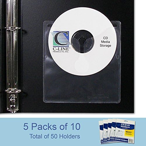 C-Line Self-Adhesive CD Holder, 5.33 X 5.66 Inches, Clear, 5 Packs of 10 Sheets, 50 Total (70568-5) (Pack of 5) - Image 4