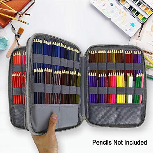 YOUSHARES 192 Slots Colored Pencil Case, Large Capacity Pencil Holder Pen Organizer Bag with Zipper for Prismacolor Watercolor Coloring Pencils, Gel Pens & Markers Artist (Blue) - Image 4