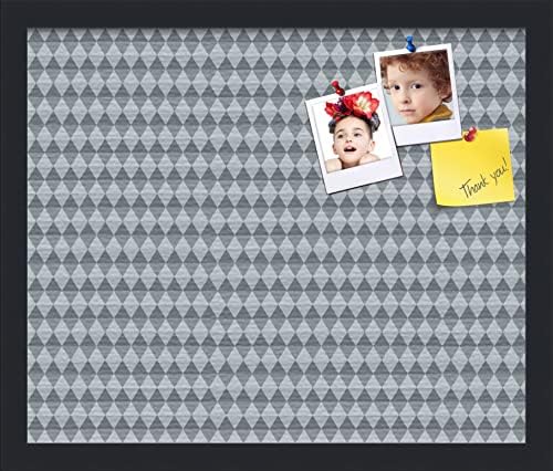 PinPix 18x15 inch Cork Bulletin Board. This Decorative Framed Pin Board Comes with Diamond Pattern in Grey and Blue Design and Satin Black. Ideal for Home, Office Decor or School (PinPix-227) by PinPixBulletinBoards