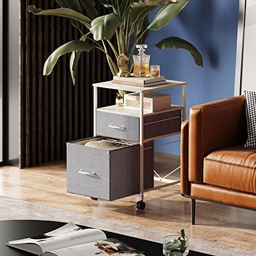 DEVAISE 2 Drawer Mobile File Cabinet, Fabric Vertical Filing Cabinet - Image 2