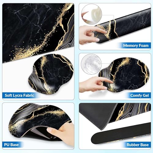 Desk Mat Set Keyboard and Mouse Pad with Wrist Rest Support - Image 5
