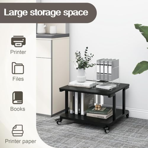 Natwind 2 Tier Laser Printer Stand,24''x20'' Under Desk Printer Cart, Black - Image 5
