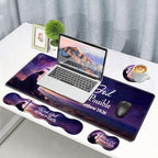 Ergonomic Memory Foam Mouse Pad Wrist Rest Set,Large Gaming Desk Pad + Keyboard Wrist Rest + Mouse Wrist Cushion + Coaster for Home Office Study Gaming,Christian Cross Quote Bible Verse Matthew 19:26 - Image 7