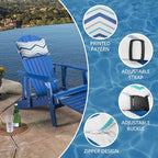 Outdoor Pillow for Chaise Lounge Chair, 2pcs Chaise Lounge Pillows Lumbar Pillows with Insert and Adjustable Elastic Strap for Patio Beach Office Chair, Blue White Stripe - Image 5