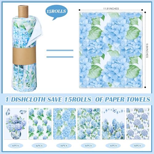 36 Pack Reusable Kitchen Cloths Cotton Towel, Hydrangea - Image 2