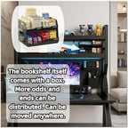 Desktop Hutch Bookshelf,Many Gifts,Metal Desktop Bookcase with pegboard, Desk Shelf, Countertop Storage Organizer Rack for Dorm or Office,Desktop Shelves (Black, 45.3" Lx9.9 Wx39 H) - Image 3