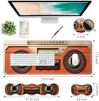 Ergonomic Keyboard Wrist Rest & Mouse Pad Wrist Rest Set, Large XXL Gaming Desk Mat 31.5"x 11.8" with Non-Slip Base, Memory Foam, Easy Typing Pain Relief for Home & Office, Retro Tape Recorder - Image 2