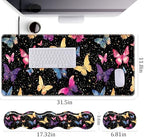 Keyboard Wrist Rest+Mouse Wrist Pad+Desk Pad Set,Memory Foam Ergonomic Easy Typing Pain Relief for Computer Laptop Office Home - Butterfly - Image 4