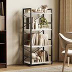 Homeiju 4 Tier Small White Metal Bookcase for CD/Movie/Book, Book Shelf Organization and Storage for Living Room, Kid's Room, and Home Furniture - 1018WH - Image 6