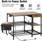 3D Printer Table with Filament Storage, 3-Tier 3D Printer Stand with Power Outlet & Drawer, Heavy Duty 3D Printer Rack for Workshop Studio Office (Brown) - Image 4