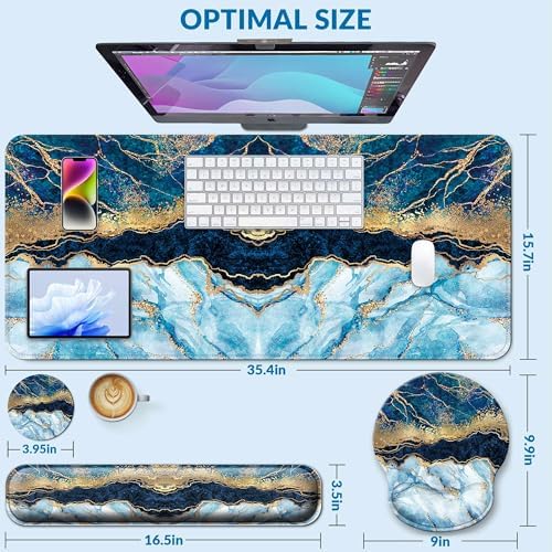 Desk Mat Set Keyboard and Mouse Pad with Wrist Rest Support - Image 3