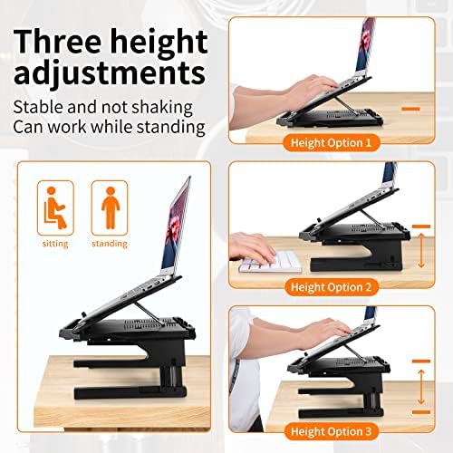 OImaster Laptop Stand for Desk, Phone Stand, Extended Laptops Riser, Elevator, 3 Height Adjustable, Rotatable Base, 10-17 Inches - Image 3