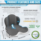 Large Memory Foam Seat Cushion Lumbar Support Pillow for Sciatica & Tailbone Pressure Relief Coccyx Pad for Office Chair, Car,Wheelchair,Home,Office - Image 7