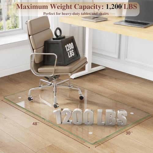 Tempered Glass Chair Mat for Carpet, 30"x48" Clear Floor Mat - Image 2
