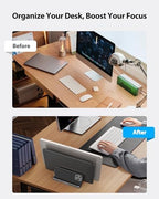 AboveTEK Vertical Laptop Stand, 3 Slots Aluminum Desk Laptop Holder & Laptop Docking Station Stand for MacBook, Tablet, Phone - Universal Fit (Up to 17.3") - Heavy Duty Polished, Anti Slide - Grey - Image 5