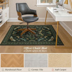 JTJ 5x6 Office Rug, Dark Green Vintage Insect Motif, Washable Non Slip - Image 5