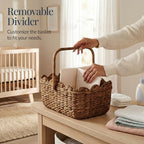 Best Choice Products Baby Diaper Caddy Organizer, Large Portable Handmade Nursery Basket w/Removable Divider & Handles, Handwoven Changing Table Storage Bin for Nursery Organization - Chestnut - Image 6