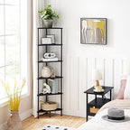 HOOBRO Corner Shelf Stand, Industrial 6-Tier Corner Bookshelf with Metal Frame, Bookcase, Plant Display Stand for Small Spaces, Living Room, Black BK36CJ01 - Image 4