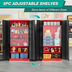 SISESOL Wide & Deep Metal Storage Cabinet with 5 Shelves,72" Tall Red Garage Storage Cabinet with Lock,Metal Cabinets with Locking Doors,Lockable Steel Cabinets for Home,Office,Shop,Garage,72x36x18 - Image 5