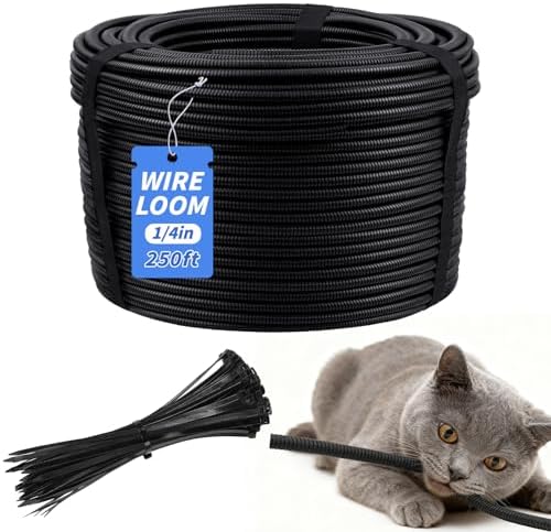 Oleitodh 250 ft 1/4 in OD Split Wire Loom Tubing, with 20 Cable Ties by Oleitodh