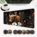 Desk Mat, Mouse Pad with Wrist Rest, 4-in-1 Large Mouse Pads for Desk, Ergonomic Mouse Pad and Keyboard Wrist Rest Gaming Keyboard Mat for Office,Highland Cow Flowers Butterfly by EFGWSDER