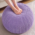 Hobestluk Stuffed Pouf Ottoman Footrest,Round Footstool,Large,Purple by YourHomeDeservesMore