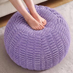 Hobestluk Stuffed Pouf Ottoman Footrest,Round Footstool,Large,Purple by YourHomeDeservesMore