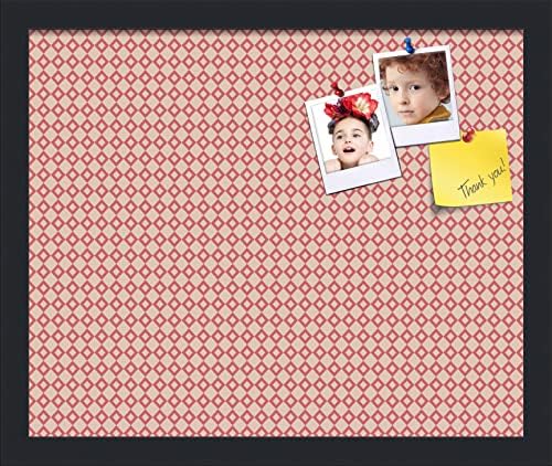 PinPix 17x14 inch Cork Bulletin Board. This Decorative Framed Pin Board Comes with Diamond Pattern in Pink and Beige Design and Satin Black. Ideal for Home, Office Decor or School (PinPix-290) by PinPixBulletinBoards