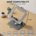 SOUNDANCE 360 Rotating Laptop Stand, Adjustable Riser,10-17", Silver Grey - Image 6