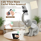 Phone Holder, Phone Mount with 360° Rotating Clip 45° Adjustable Trunk, Elephant Stuffed Animal with Ear Pockets Glasses Cloth Scarf & Back Headphone Fit, Cell Phone Holder for Desk Bed Sofa Car- Gray - Image 4