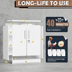 INTERGREAT Metal Garage Storage Cabinet, 36" Locking Counter Cabinet with 2 Locking Doors and 2 Adjustable Shelves, Small Steel Cabinet for for Home Office, Gym, School(White) - Image 3