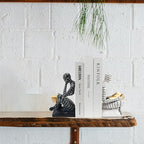 BANOMII Heavy Duty Book Ends for Shelves, Thinker Decorative Bookends for Heavy Books, Unique Book Stoppers to Hold Book, Bookshelf Accessories, Modern Home Office Decor Aesthetic Black & White - Image 6