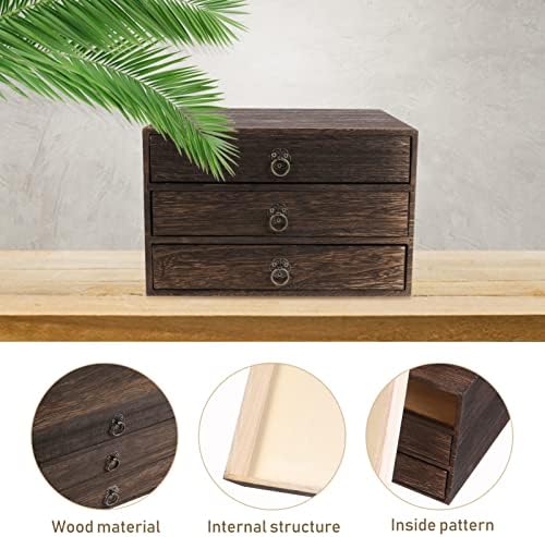 Cabilock Wooden Storage Drawers Desktop Organizer Box Desk Caddy Desktop Drawers for Home Office - Image 6