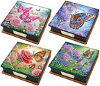 Diamond Art Painting Note Box, 4pcs Beautiful Butterfly PU Gem Art Storage Container with 640 Sheets, Relaxing DIY Craft Kit for Home Office Organization Birthday Anniversary by Unknown