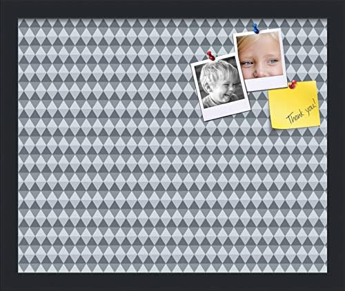 PinPix 17x14 inch Cork Bulletin Board. This Decorative Framed Pin Board Comes with Diamond Pattern in Grey and Blue Design and Satin Black. Ideal for Home, Office Decor or School (PinPix-227) by PinPixBulletinBoards
