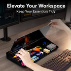 HURUC Desk Buddy Glass Desktop Whiteboard – Desk Board Buddy Hidden Storage - Image 3