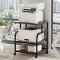 Lerliuo 3 Tier Brown Large Printer Stand with Adjustable Storage Shelf by Lerliuo