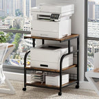 Lerliuo 3 Tier Brown Large Printer Stand with Adjustable Storage Shelf by Lerliuo