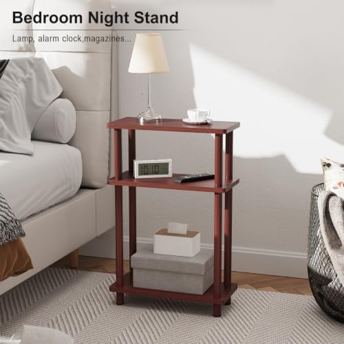 Apicizon Small Narrow Side Table, 3-Tier Skinny End Table, Dark Brown - Image 7