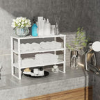 Jojocross Expandable Cabinet Shelf Organizer Storage Spice Rack Shelves for Kitchen Stackable Adjustable Pantry Cupboard Bathroom Countertop Desktop(2Packs/White/Medium) - Image 5