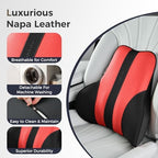 Coverado Lumbar Support Pillow for Car, Ergonomic Memory Foam Back Pillow for Office Chair, Back Cushion for Back Pain Relief, PU Leather Car Lumbar Support for Driving Seat - Image 6
