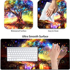 Large Gaming Mouse Pad+ Keyboard Wrist Rest Set, Ergonomics Memory Foam Mouse Mat Wrist Rest Support for Home Office, Waterproof Extended Mousepad 31.5x11.8in, Colorful Tree of Life Desk Pad - Image 2