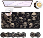 Large Keyboard Mouse Pad Set, Extended Mouse Pad+Keyboard Wrist Rest Support, Memory Foam Ergonomic Easy Typing, 4Pcs (31.5×11.8 in) Desk Pad Set for Office Home,Cool Skull by Unknown