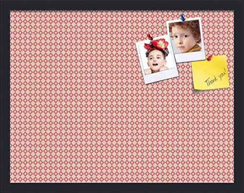 PinPix 22x17 inch Cork Bulletin Board. This Decorative Framed Pin Board Comes with Diamond Pattern in Pink and Beige Design and Satin Black. Ideal for Home, Office Decor or School (PinPix-290) by PinPixBulletinBoards