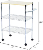 3 Tier Storage Racks Shelving, Heavy Steel Pantry Shelves, Adjustable Wire Shelving Rack with Desktop, Suitable for Garage, Kitchens, Bathroom, Offices, 24" W x 14" D x 33.5" H, Black - Image 2