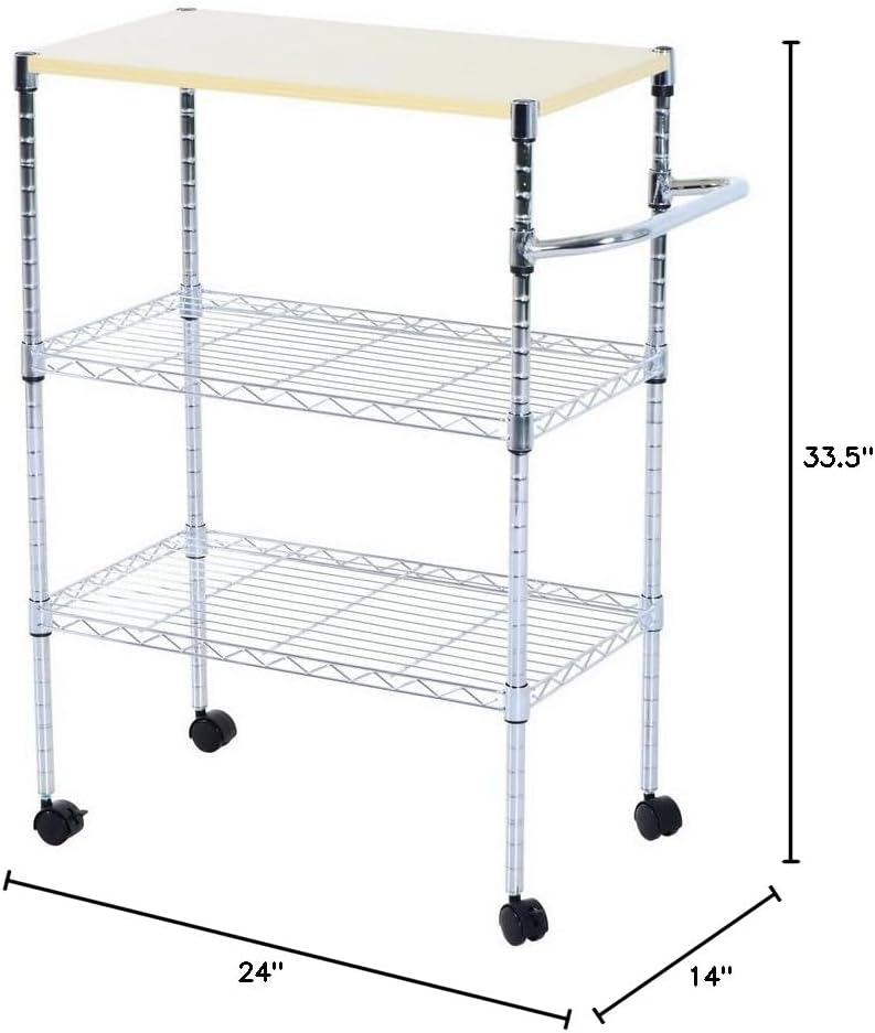 3 Tier Storage Racks Shelving, Heavy Steel Pantry Shelves, Adjustable Wire Shelving Rack with Desktop, Suitable for Garage, Kitchens, Bathroom, Offices, 24" W x 14" D x 33.5" H, Black - Image 2
